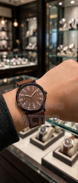 Men's Brown Field Military Watch - Canvas Strap