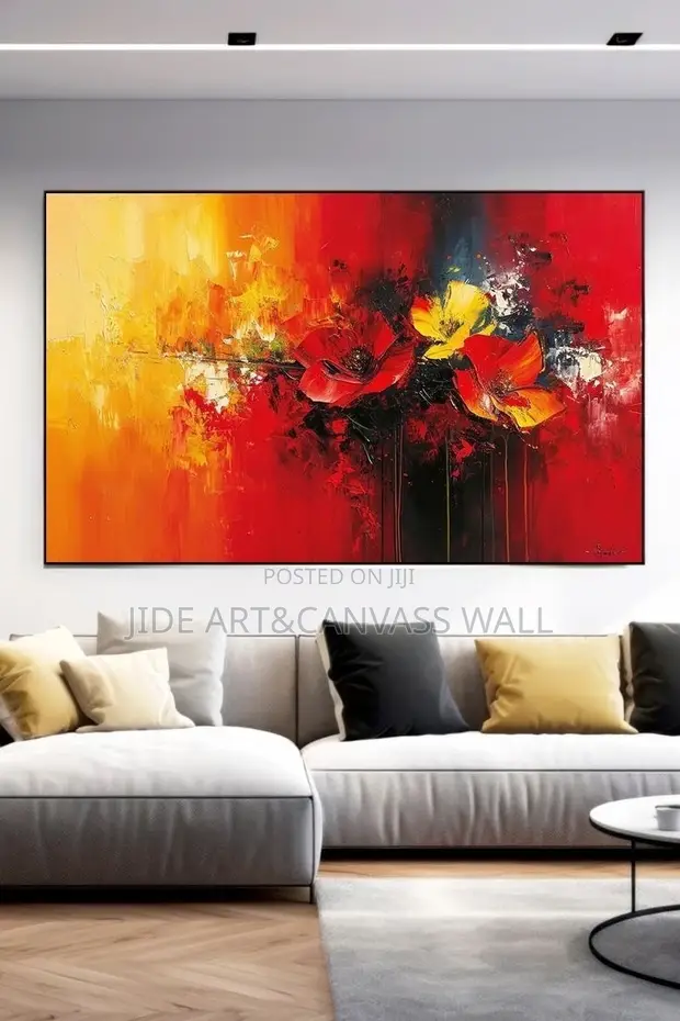 Abstract Red Rose Flower Wall Frame - 1