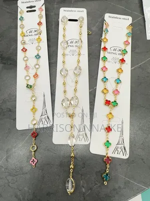 Edforce Stainless Steel Necklace with Crystal Beads & Clover Charms