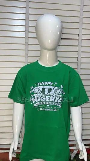 Green da White Independence Day T-Shirts ga Yara Maza da Mata