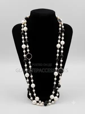 2 Step Long Beaded Necklace - Silver