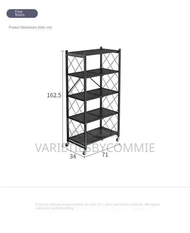 5-Layer Multifunctional Foldable Storage Shelf with Wheels - 1
