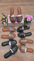 Akube Ladies Multicolor Leather Slippers - Size 42 - 1