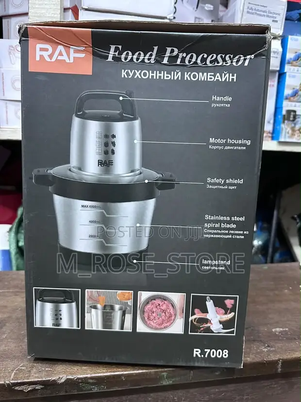 Raf Food Processor R.7008 - 1600W, 6L Stainless Steel Bowl - 1