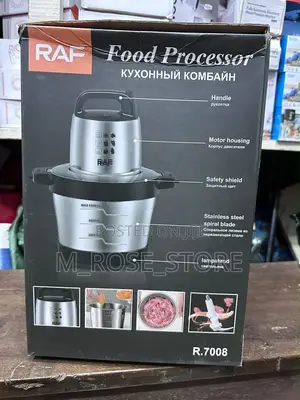 Raf Food Processor R.7008 - 1600W, 6L Stainless Steel Bowl