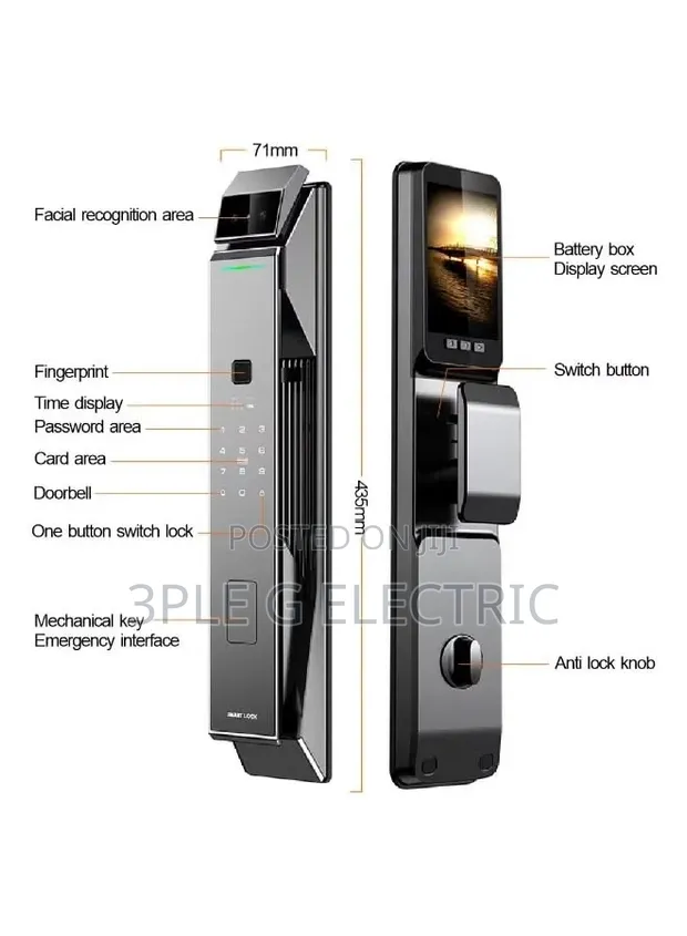 Futuristic Indoor Smart Door Lock - Black - 1