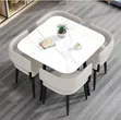 Square Marble Dining Table + 4 Chairs - 2