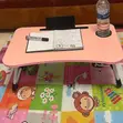 Foldable Laptop Study Table with Side Drawer - Pink - 2