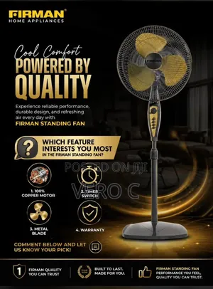 Original 100% Copper Firman 18" Standing Fan