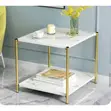 White Square Side Table - MDF Faux Marble - 2