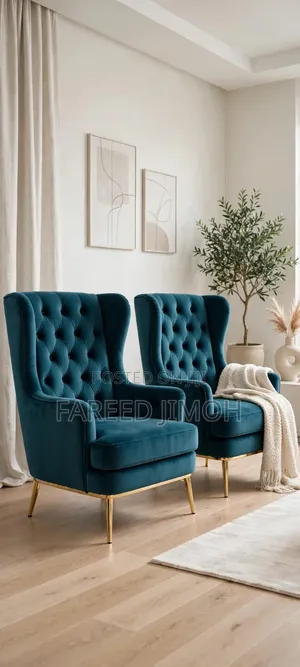 Luxury Cream Boucle Round Chair & Royal Wing Chair