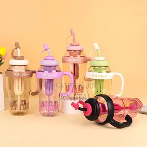 Ice Cream Water Bottle with Filter & Straw