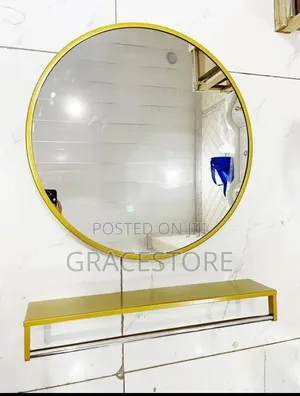 Gold Mirror with Shelf - 50cm