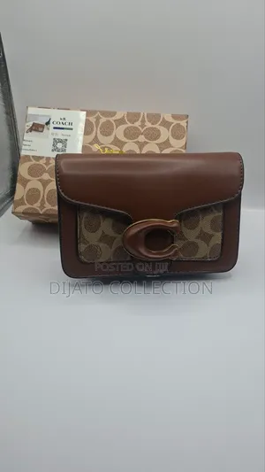 Luxury Coach Shoulder Bag - Brown Genuine Leather