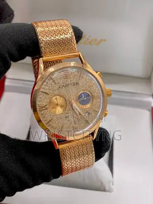 Luxury Cartier Chronograph Watch - Gold Tone