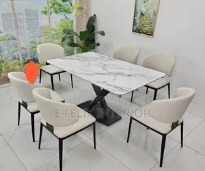 Luxury Marble Dining Set - 6 Seater