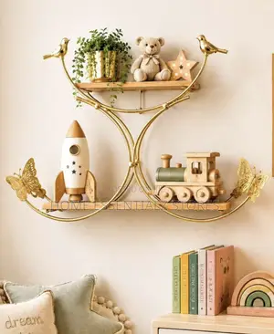Luxury Butterfly & Bird Double Floating Wall Shelf - 2 Tier
