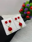 Rose Jewelry Set - Bakin Karfe Zinariya Da Jan Rose - 2