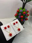 Rose Jewelry Set - Bakin Karfe Zinariya Da Jan Rose - 4