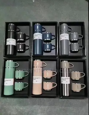 500ml Stainless Steel Vacuum Flask Set with 3 Cups