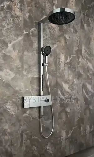 Modern Black & Chrome Rainfall Shower System