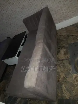 4-Seater Grey Fabric Sofa Set with Center Table