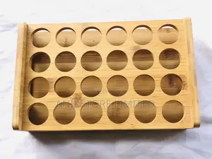 24-Hole Wooden Shot Glass Rack