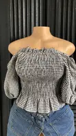 Pretty Black Cotton Blouse - Size M - 1