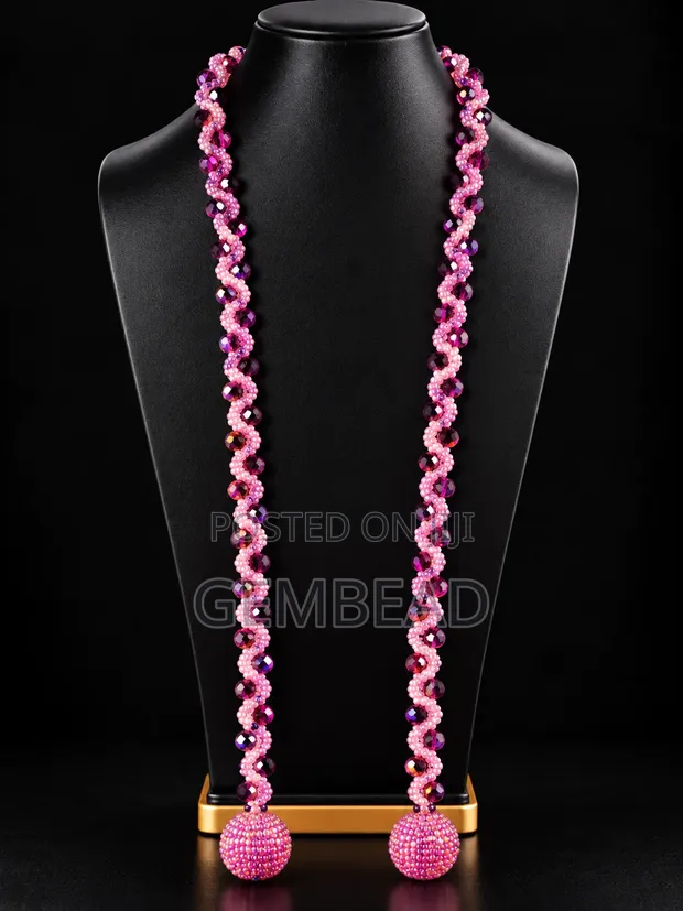 Handcrafted Beaded Tie Necklace - 1