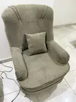 Used Gray Fabric Sofa Chair with Pillow - 3
