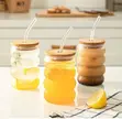 Kofin Gilashi 500ml da Hannun Bamboo da Bambaro - 3