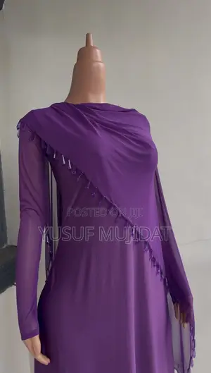 Purple Beaded Lycra & Mesh Gown - Sabon Kayayyaki