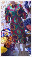 Stylish Ankara Shirt Gown - Wine & Orange - 2