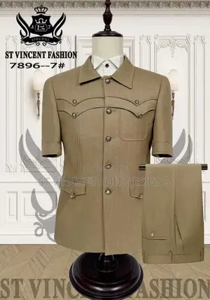 ST Vincent Luxury Gold Safari Suit