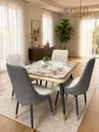 Marble Choco Brown Dining Set (4 Seater) - 2