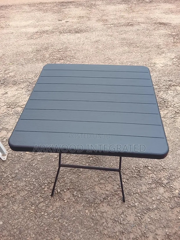 Foldable Square Plastic Table with Metal Legs - 1