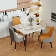 Modern 4-Seater Square Dining Set - White Marble Top - 1