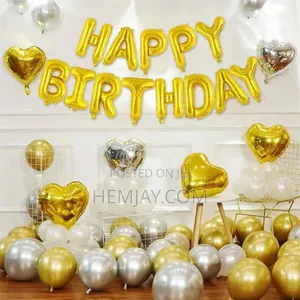 Decorative Happy Birthday Foil Balloon Set (13 Pieces)