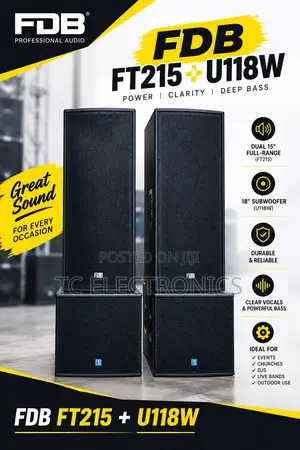 FDB FT215 Full-Range Speakers with FDB U118W Subwoofer