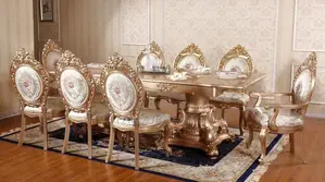 Luxury Royal Dining Table with 8 High-Back Chairs