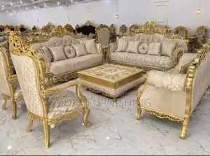 Egyptian Royal Sofa Set with Side Stools and Center Table