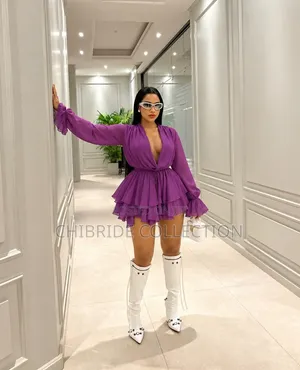 Women's Purple Long Sleeve Mini Dress