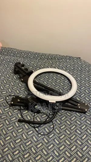 Desktop Clamp-on LED Ring Light with Scissor Arm