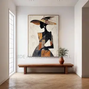Modern Oil Art Print on Rough Canvas Texture