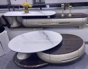Luxury Oval 2-in-1 Center Table & TV Stand Set