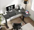 Brown L-Shaped Motorized Standing Desk - 3