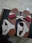 White Leaf Pattern Strap Sandals - Size 5 - 2