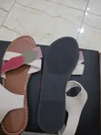White Leaf Pattern Strap Sandals - Size 5 - 3