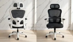 Ergonomic Office Chair - White Frame Mesh, Adjustable Headrest