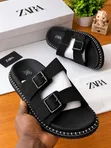 Zara Men's Suede Slippers - Black - 2